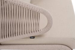 "Милан" кресло плетеное из роупа, каркас алюминий белый муар, роуп бежевый круглый, ткань бежевая 035