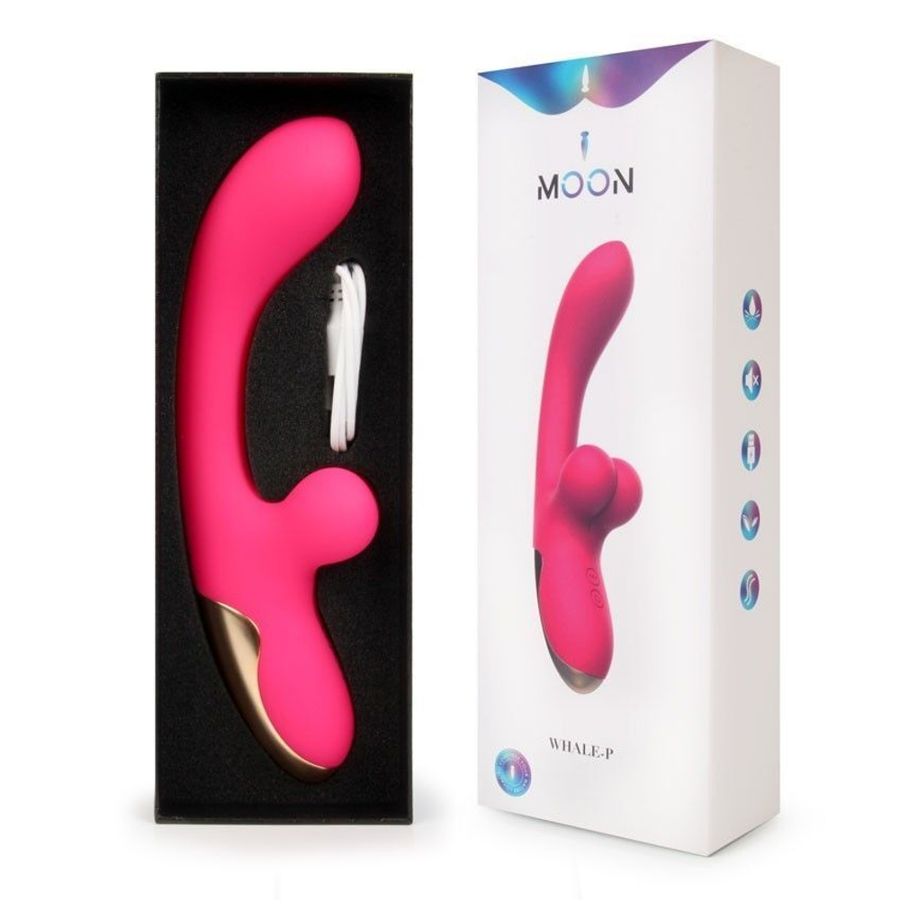 Розовый изогнутый вибратор-кролик - 21,2 см. (Цвет: розовый)