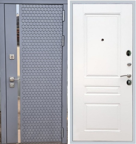 Входная металлическая дверь Рекс 24 Силк Титан / ФЛ-243 Силк сноу 16мм