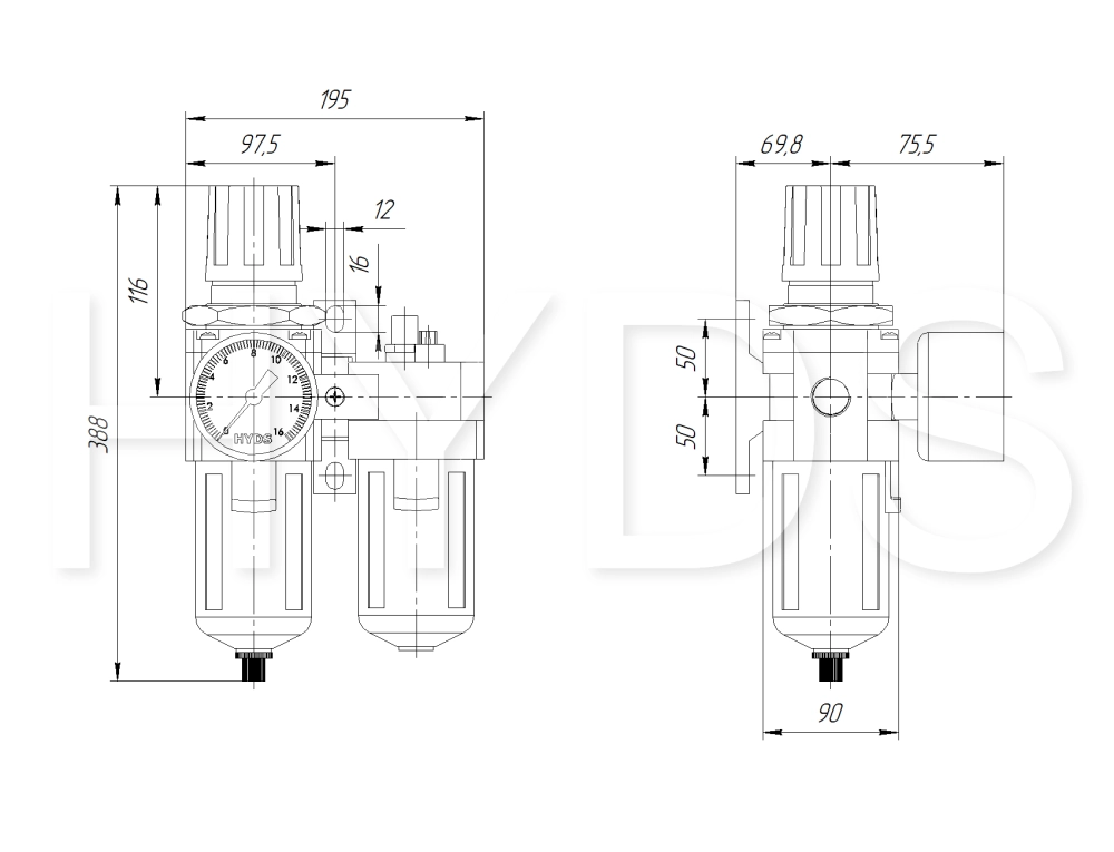 AC5010-06 Блок подготовки воздуха G3/4, 10 бар