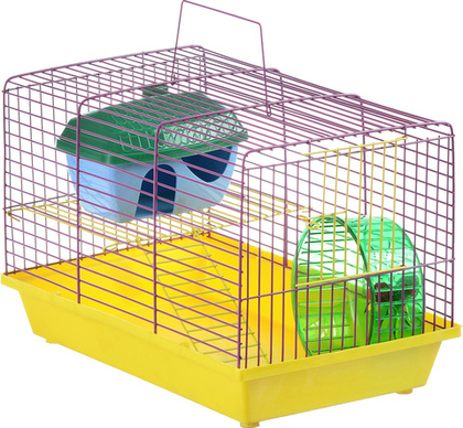 ЗООМАРК Клетка для грызунов 2-этажная с домиком и колесом, 36*23*24 см