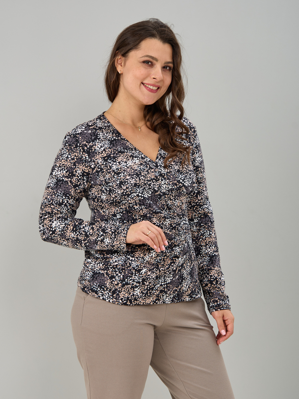 Блузка БЛкл-079/черный-бежабстракция