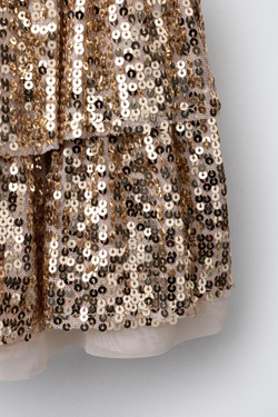 ZARA ЮБКА С ВОЛАНАМИ И ПАЙЕТКАМИ, ЗОЛОТИСТЫЙ