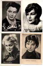 Фотооткрытки 4 шт. Артисты советского кино Быстрицкая Мышкова Самойлова Целиковская 1950-60 гг. XF