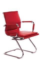 Кресло Бюрократ Ch-993-Low-V красный эко.кожа низк.спин. полозья металл хром