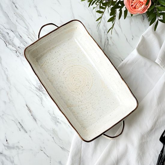 Блюдо с ручками Latte 1,95 л, 30*19,5 см, ручная работа, фарфор