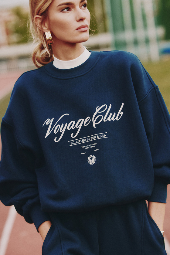 Свитшот с принтом Тёмно-синий