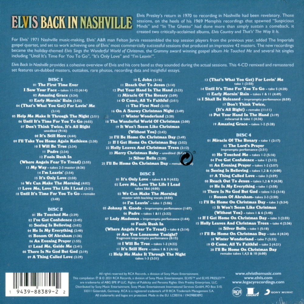 Elvis Presley / Elvis Back In Nashville (4CD)