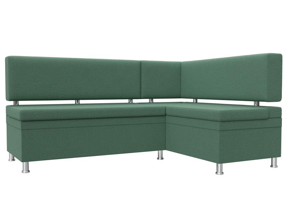 Диван кухонный угловой Стайл правый угол, Амур 11 зеленый, Рогожка, 123235