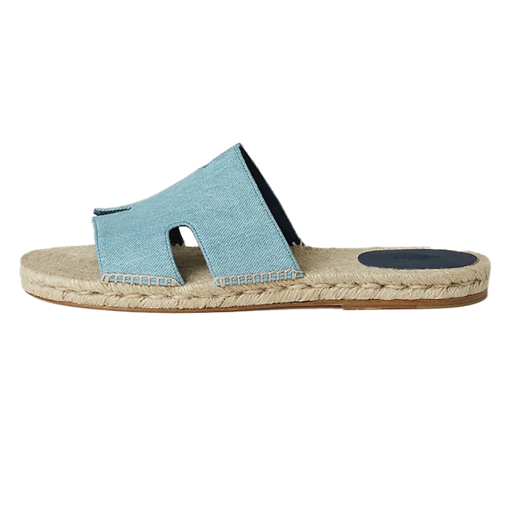 Hermes Antigua Straw Shoes Slippers Fashion Sandals Men's Denim Blue, H221833ZH CB