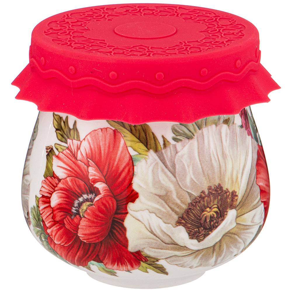 Баночка с силиконовой крышкой 180мл "Маки"