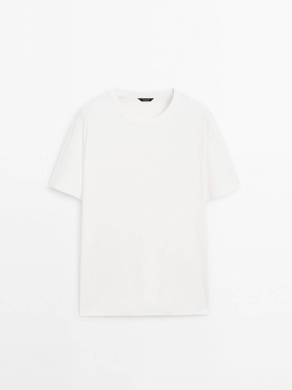 Massimo Dutti Футболка из 100% хлопка, натуральный, кремовый