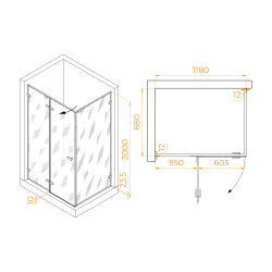 Душевой уголок с распашной дверью на петлях - RGW SV-040 (Прозрачное, 1200x900)