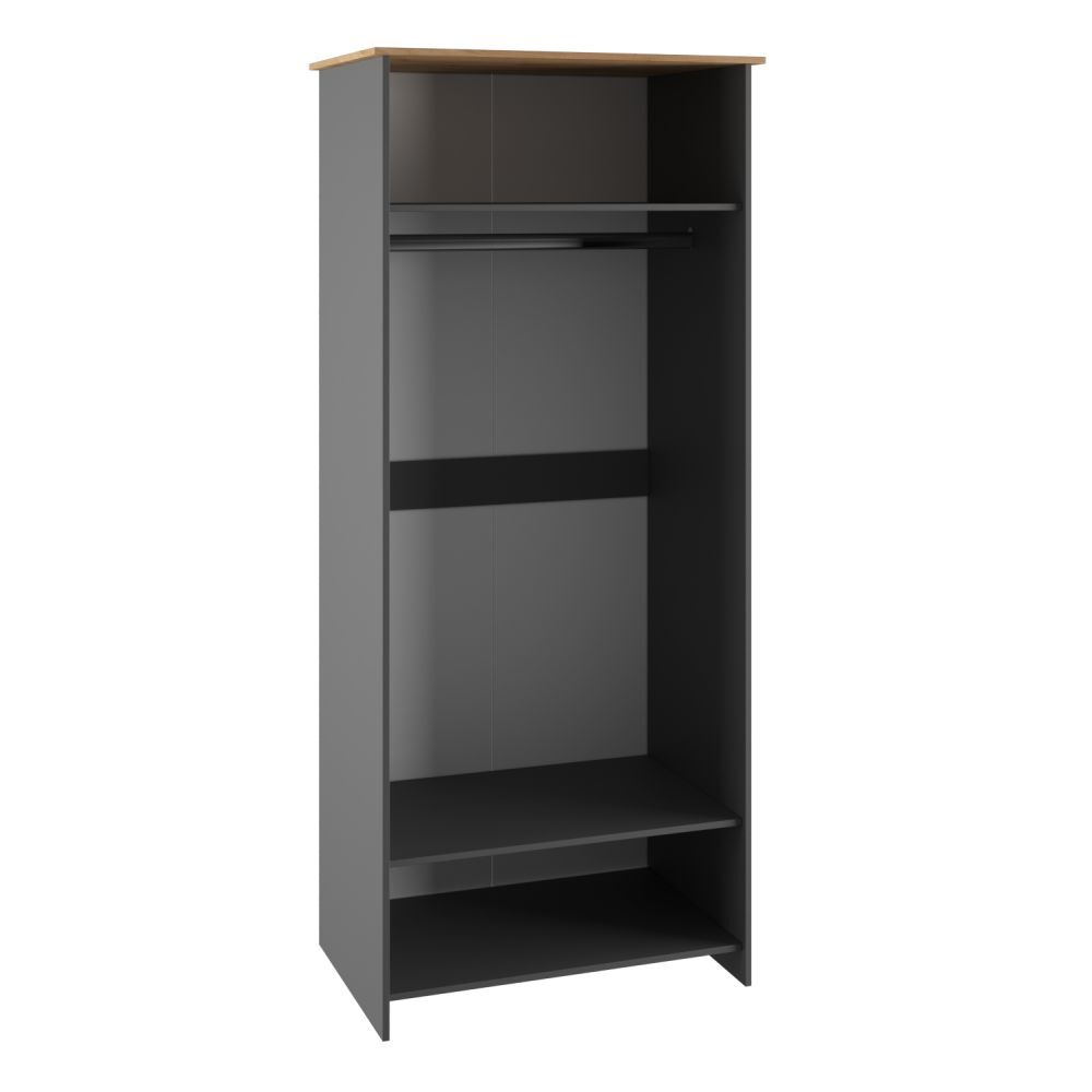 Шкаф для одежды распашной с полками и штангой Дуб крафт золотой/Графит 95,4х52,3х210 см