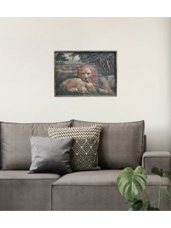 Картина из дерева "Львы на отдыхе" 41х30х4,5 см