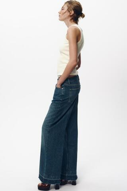 ZARA ДЖИНСЫ Z1975 WIDE LEG С ВЫСОКОЙ ПОСАДКОЙ, ВЫЦВЕТШИЙ СИНИЙ