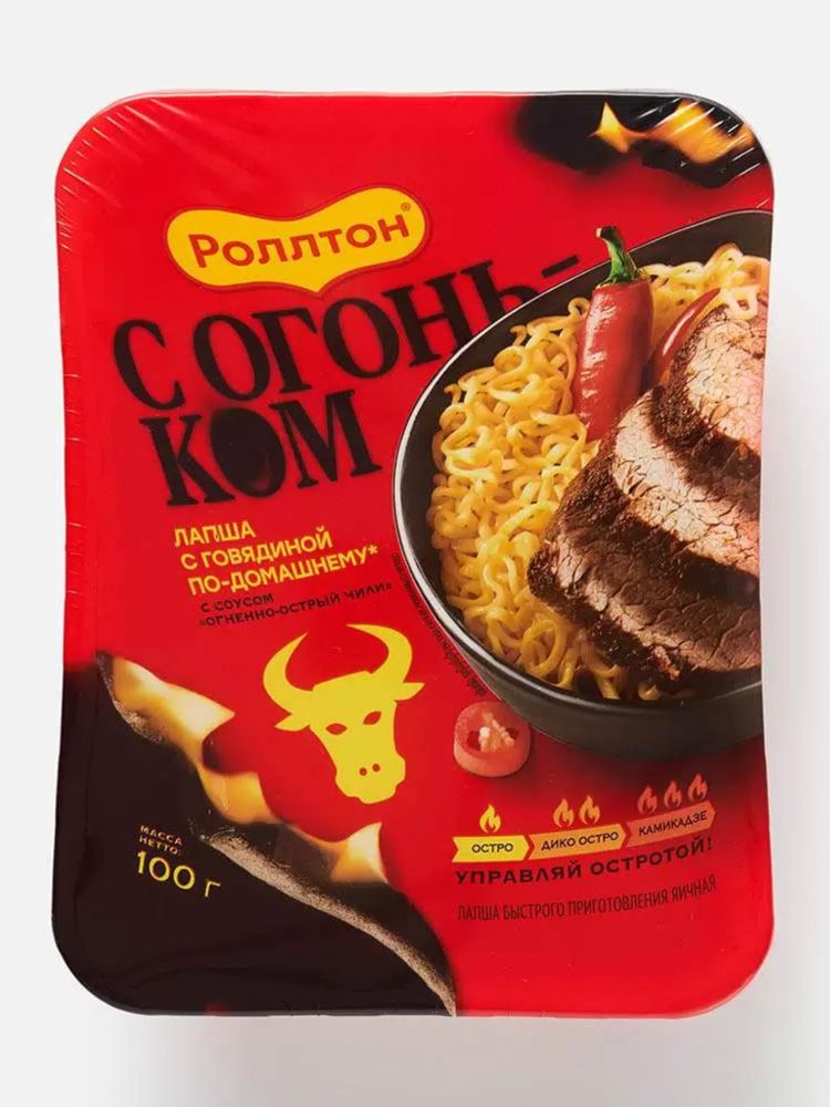 Лапша Роллтон Говядина по-домашнему Дико острая 100 г x 4 шт