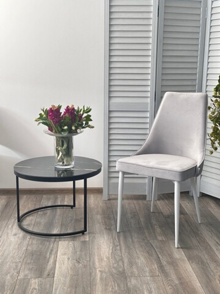 Стул М-City DISAUR Непал (Nepal-P) Светло-серый Bm-4, Велюр, Белый каркас