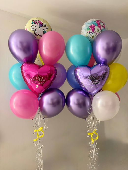 Воздушные гелиевые шары яркие единорог №4730