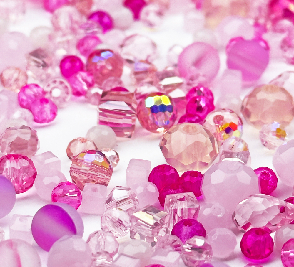 МБ-5 Хрустальные бусины, форма: МИКС, цвет: Розовый, 25 гр.
