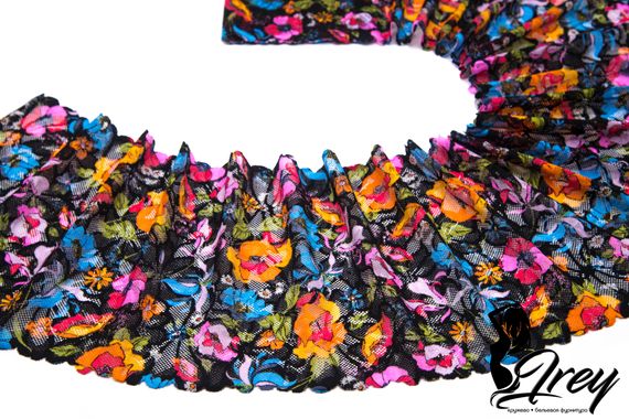 03-233 Кружево эластичное 20 см, old school, черный/голубой/розовый/желтый/салатовый