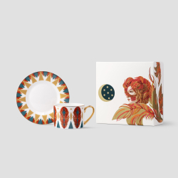 Чайная пара Farforite «Перья / Жар-птица» 250 мл в подарочной коробке