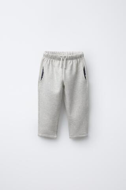 ZARA БРЮКИ ИЗ ФЛИСА С ПРИНТОМ И КАРМАНАМИ, СЕРЫЙ МЕЛАНЖ