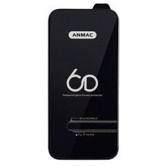 Защитное стекло 6D на весь экран ANMAC для iPhone 14 Pro / 15 (Черная рамка)