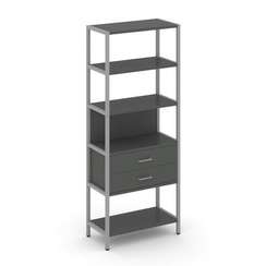 Shelf System Односекционный стеллаж пятиярусный с ящиками SN.STM-512 Антрацит/Металл Серый 810*400*1