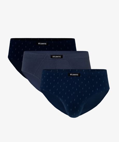 Мужские трусы (3шт) слипы классика Atlantic 3MP-117, темно-синие + голубые + темно-голубые