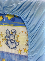 Простынь универсальная на резинке поплин (голубой цвет)