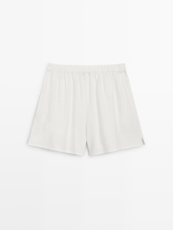 Massimo Dutti Льняные шорты-бермуды в стиле «Total Look», экрю