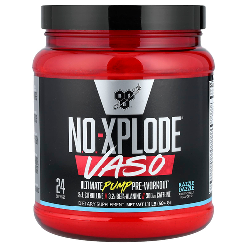 BSN, No-Xplode® VASO, предтренировочный комплекс для прокачки мышц, Razzle Dazzle, 504 г (1,11 фунта)