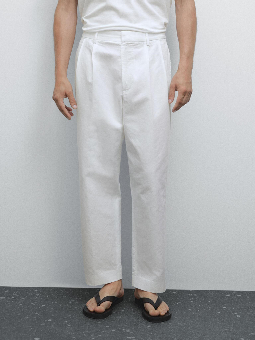 Massimo Dutti Брюки-баллоны с двойными вытачками, кремовый