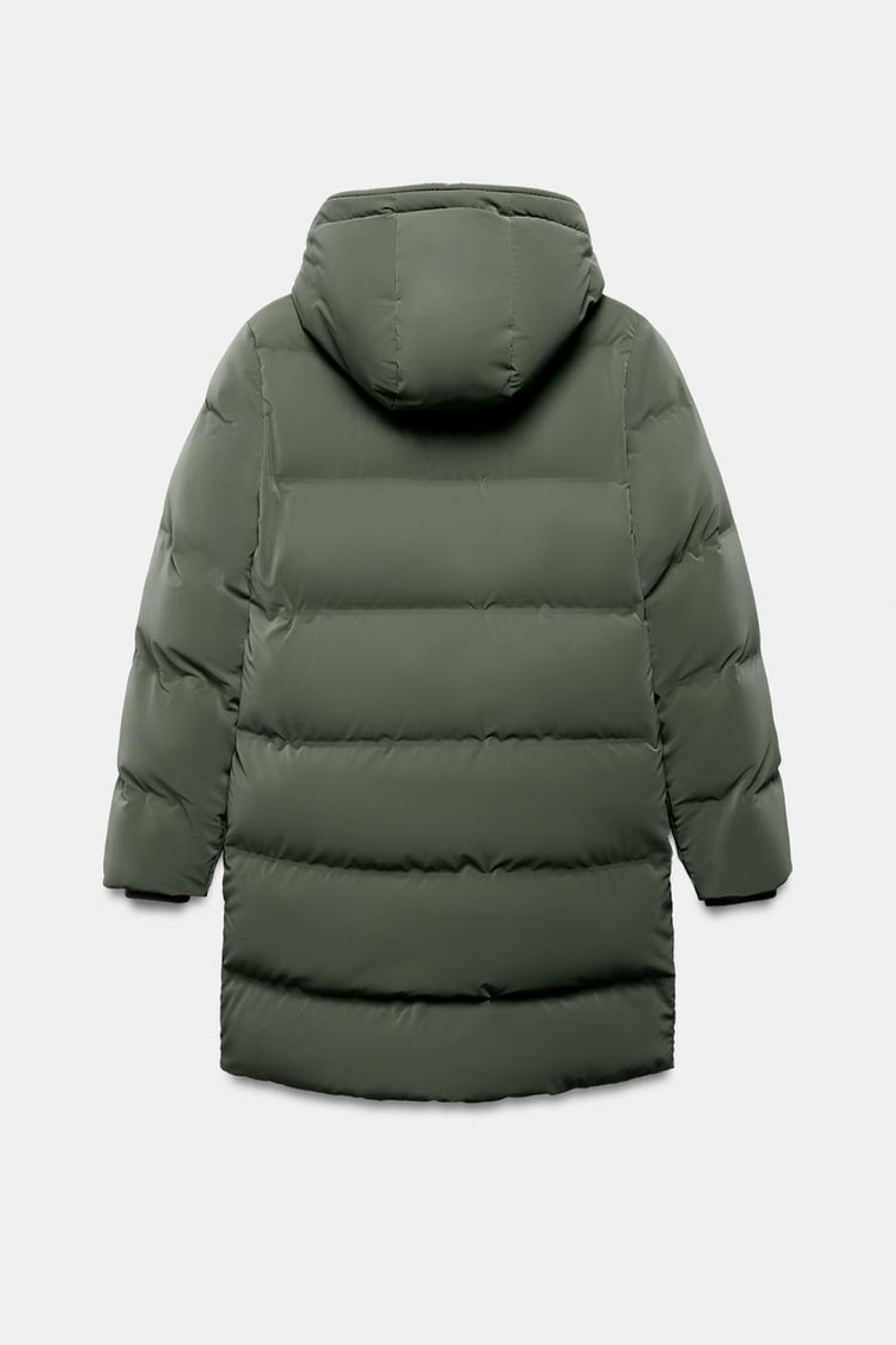 ZARA ВЕТРОЗАЩИТНЫЙ АНОРАК СРЕДНЕЙ ДЛИНЫ ИЗ ПРОРЕЗИНЕННОЙ ТКАНИ, ХАКИ