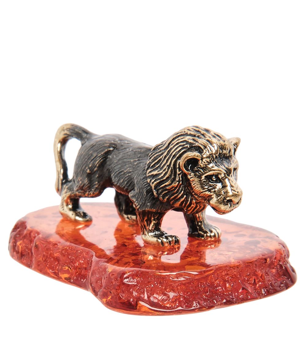 Народные промыслы AM-1086 Фигурка «Львенок» (латунь, янтарь)
