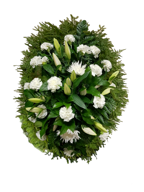 Похоронный венок из живых цветов №21 (120 см)