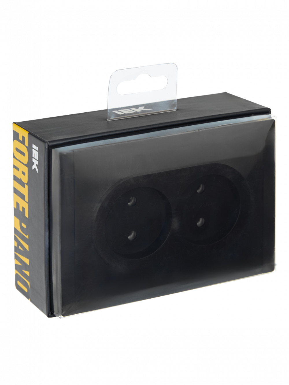 FORTE&PIANO Розетка 2-местная без заземления с защитными шторками безвинтовое крепление 10А FP125 черный IEK