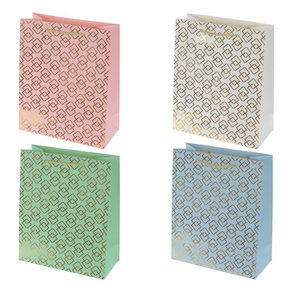 GAEM Пакет подарочный M (бумага 210г/м2, блок микс 12шт), L26 W12 H32 см, 4в.