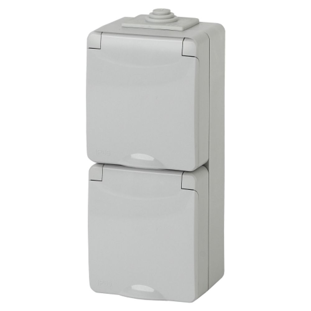 11-2608-03 ЭРА Розетка 2х2P+E верт. IP65, шторки, 16A-250В, ОУ, серый | Эра Эксперт