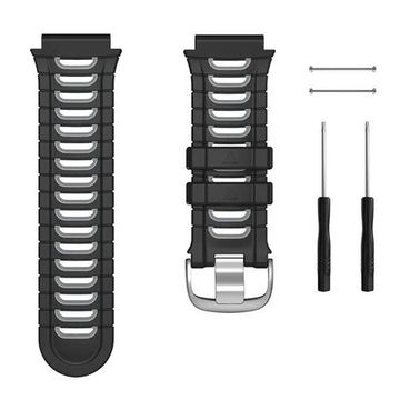 Ремешок для Garmin Forerunner 920XT силиконовый двухцветный (Черный/серый)