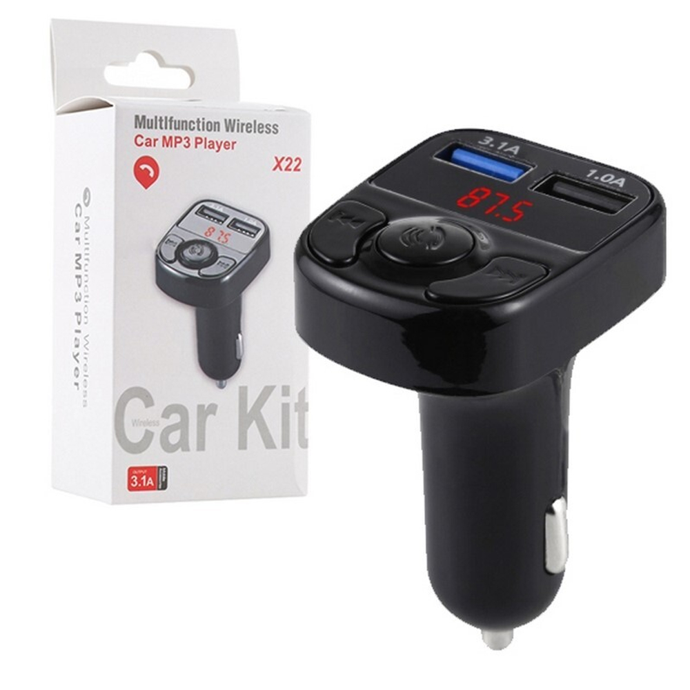 Автомобильный FM-трансмиттер X22 Bluetooth (черный)