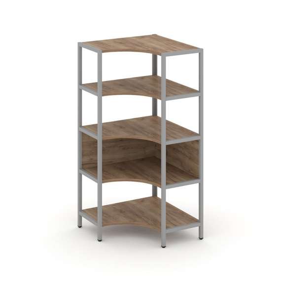 Shelf System Односекционный угловой стеллаж четырехярусный SN.STMU-411 Дуб Табак/Металл Серый 810*81