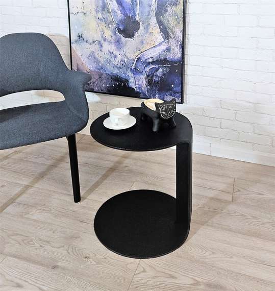 Стол журнальный Isla черный, сталь, экокожа