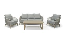 "Прато" лаунж-зона из искусственного ротанга на 5 персон, цвет светло-серый