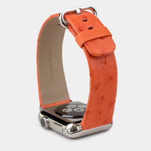 Ремешок для Apple Watch 44/45/46 mm из кожи страуса, оранжевого цвета