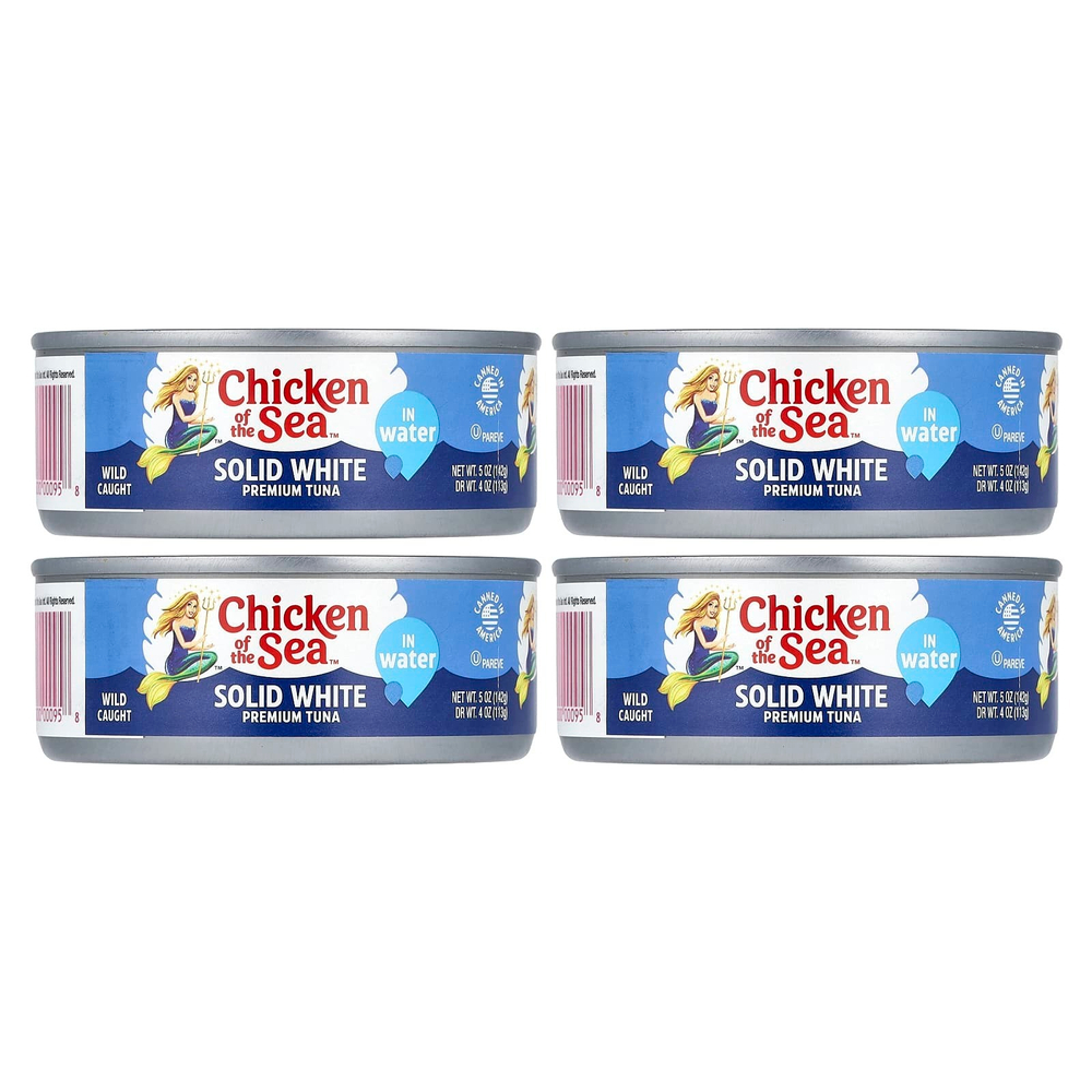 Chicken of the Sea, Белый тунец премиального качества в воде из дикорастущей рыбы, 4 пакетика по 142 г (5 унций)