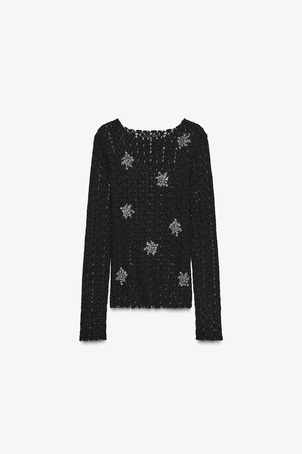 ZARA КРУЖЕВНОЙ ТОП С БУСИНАМИ, ЧЕРНЫЙ