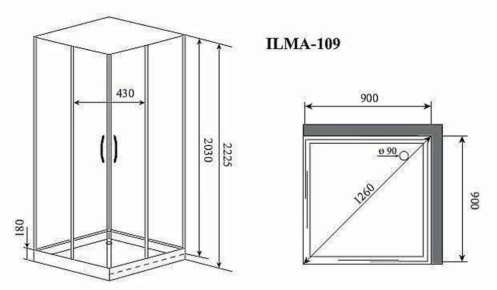 Душевая кабина Timo Premium ILMA 109 90х90