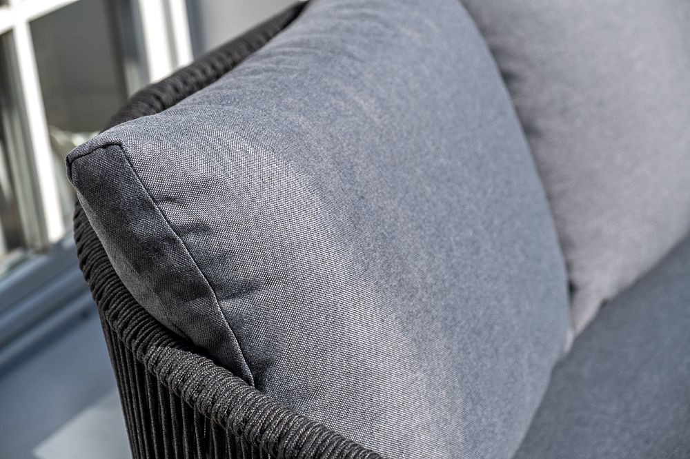 "Милан" лаунж-зона 4-местная плетеная из роупа (веревки), каркас алюминиевый темно-серый, роуп темно-серый